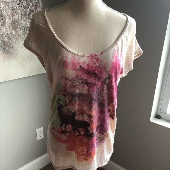 VINTAGE y2k Billabong deer graphic deer tee short sleeve shirt skater punk - Picture 1 of 9